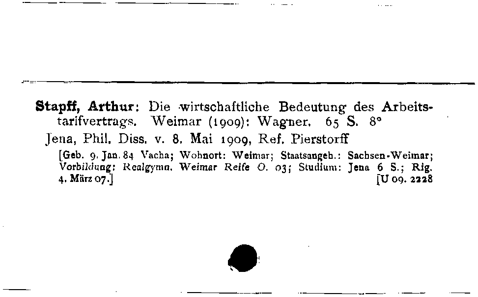 [Katalogkarte Dissertationenkatalog bis 1980]