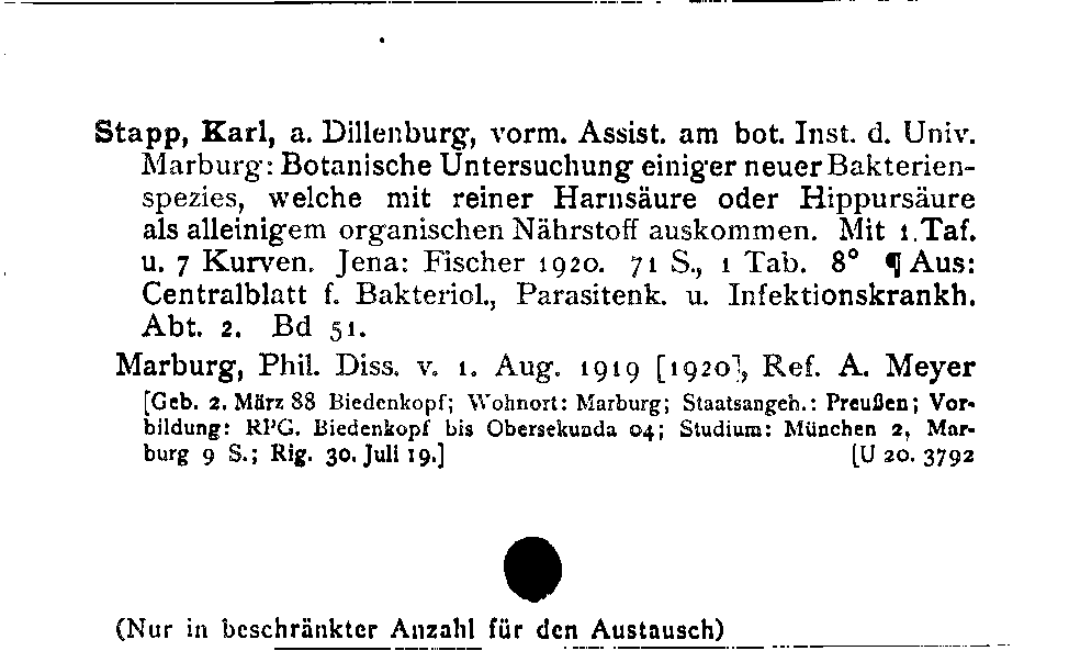 [Katalogkarte Dissertationenkatalog bis 1980]