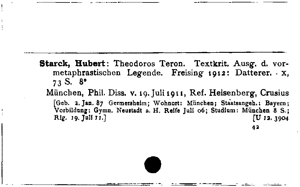 [Katalogkarte Dissertationenkatalog bis 1980]