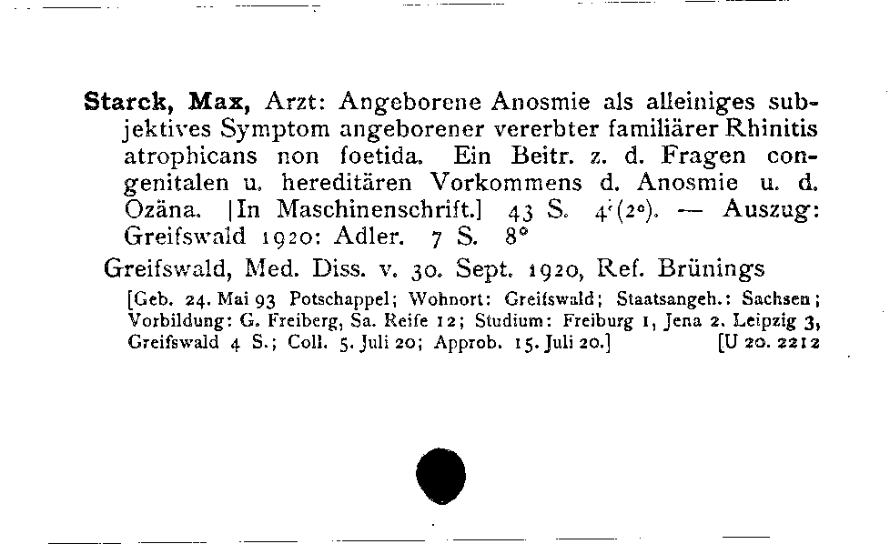 [Katalogkarte Dissertationenkatalog bis 1980]