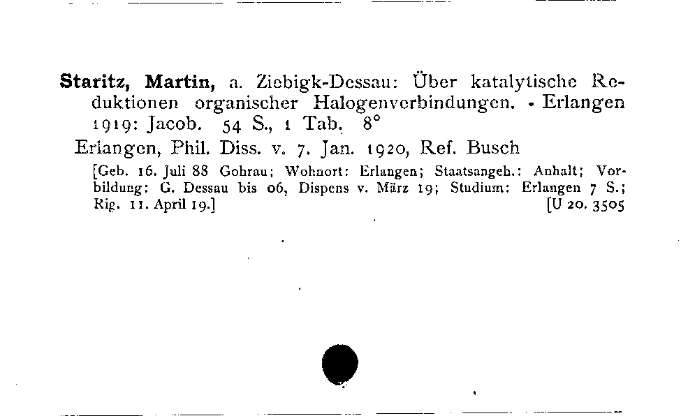 [Katalogkarte Dissertationenkatalog bis 1980]