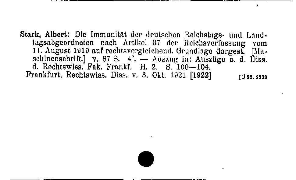 [Katalogkarte Dissertationenkatalog bis 1980]