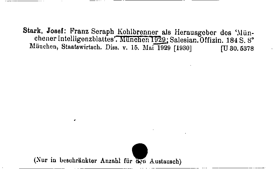 [Katalogkarte Dissertationenkatalog bis 1980]