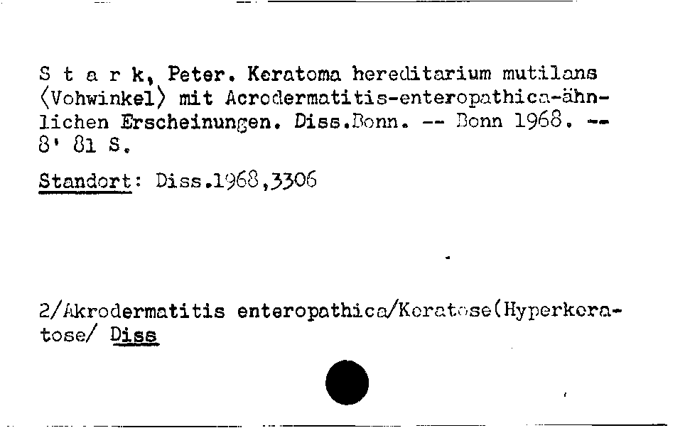 [Katalogkarte Dissertationenkatalog bis 1980]