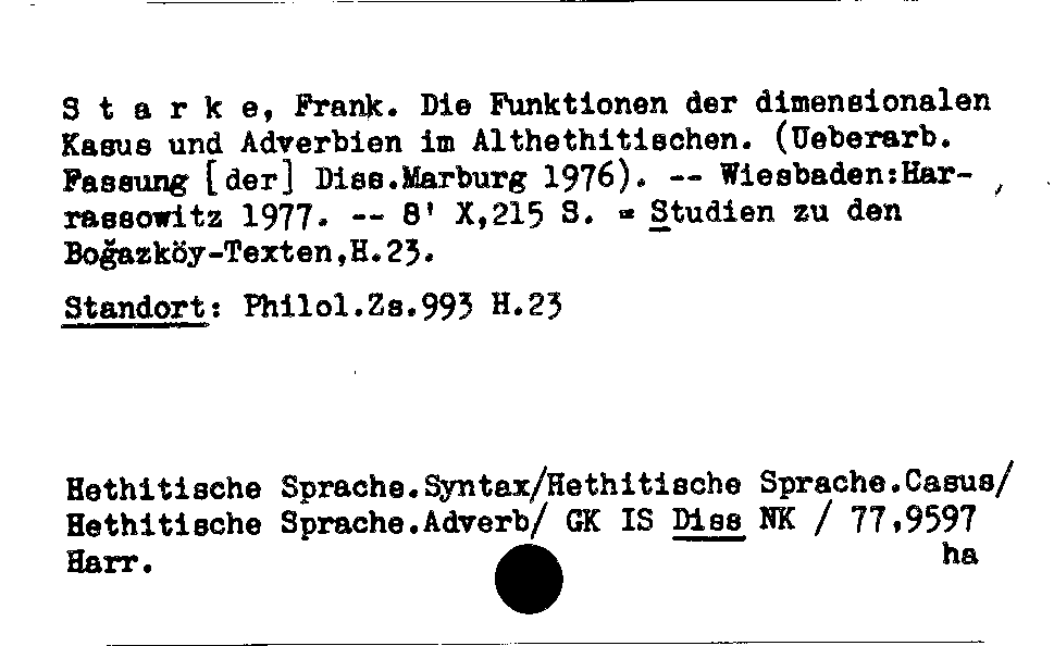 [Katalogkarte Dissertationenkatalog bis 1980]