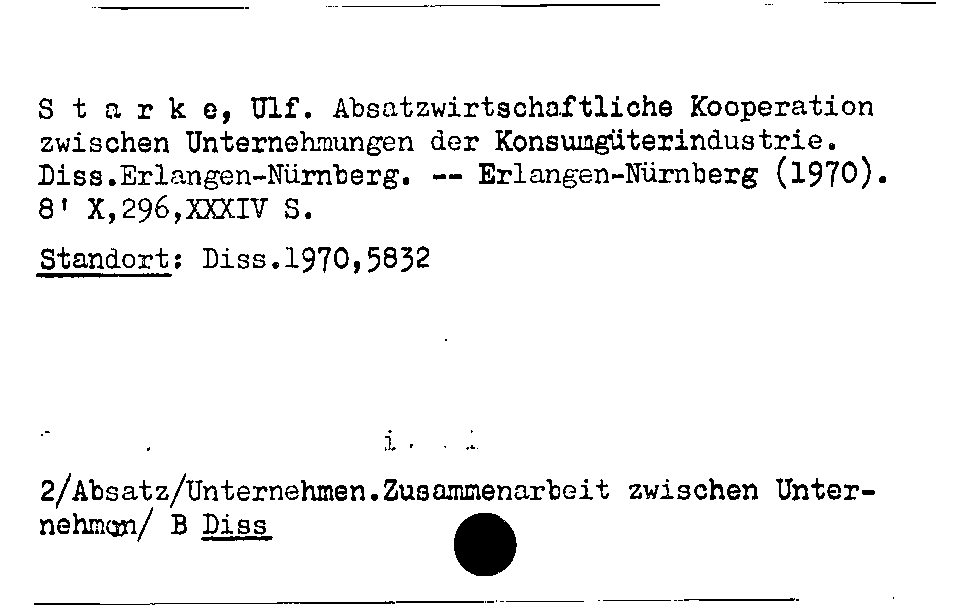 [Katalogkarte Dissertationenkatalog bis 1980]