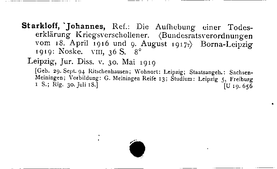 [Katalogkarte Dissertationenkatalog bis 1980]