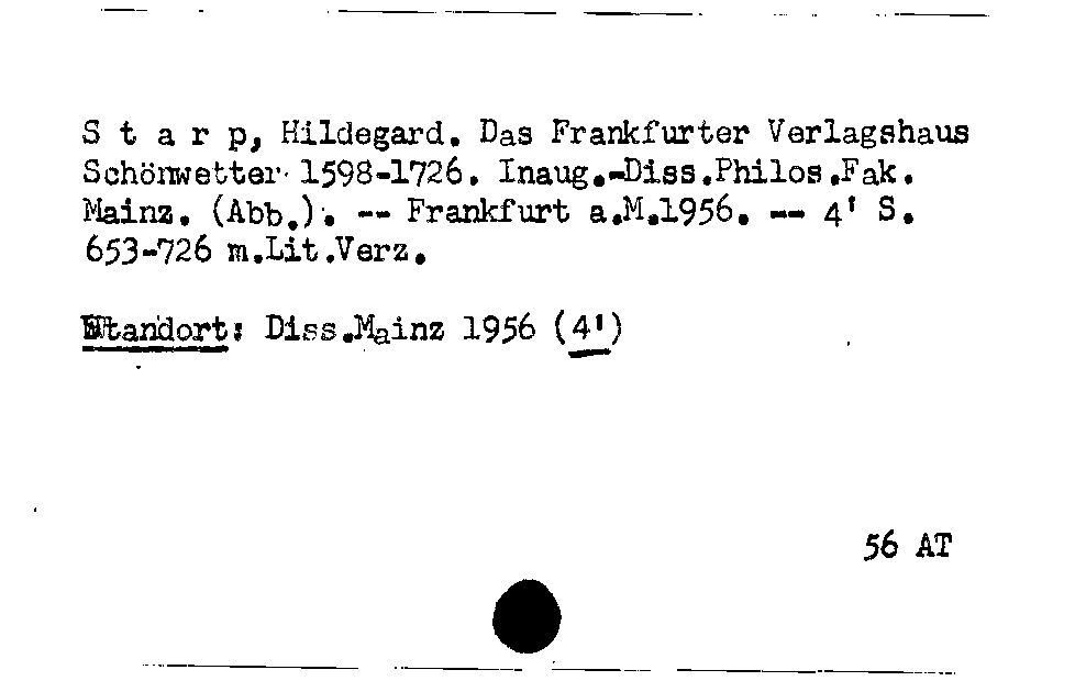 [Katalogkarte Dissertationenkatalog bis 1980]