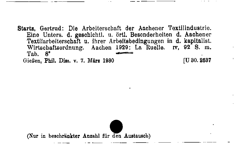 [Katalogkarte Dissertationenkatalog bis 1980]