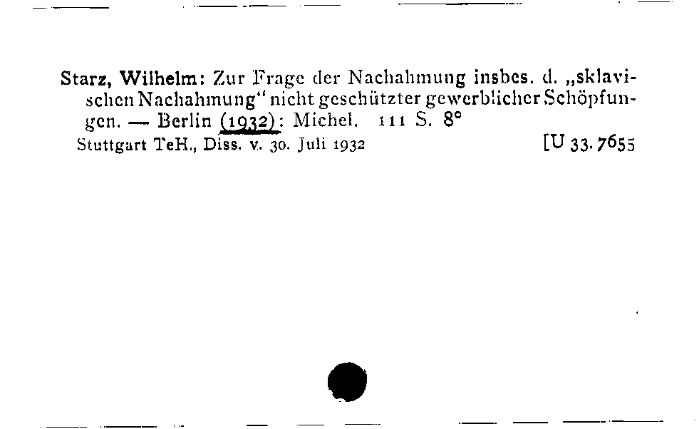 [Katalogkarte Dissertationenkatalog bis 1980]