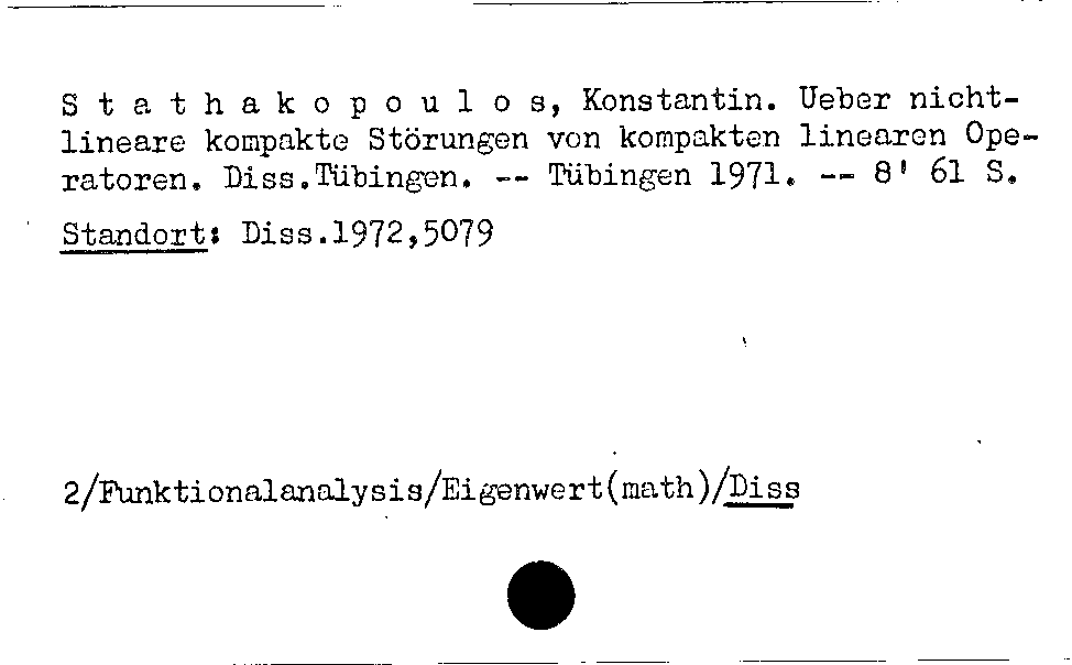 [Katalogkarte Dissertationenkatalog bis 1980]