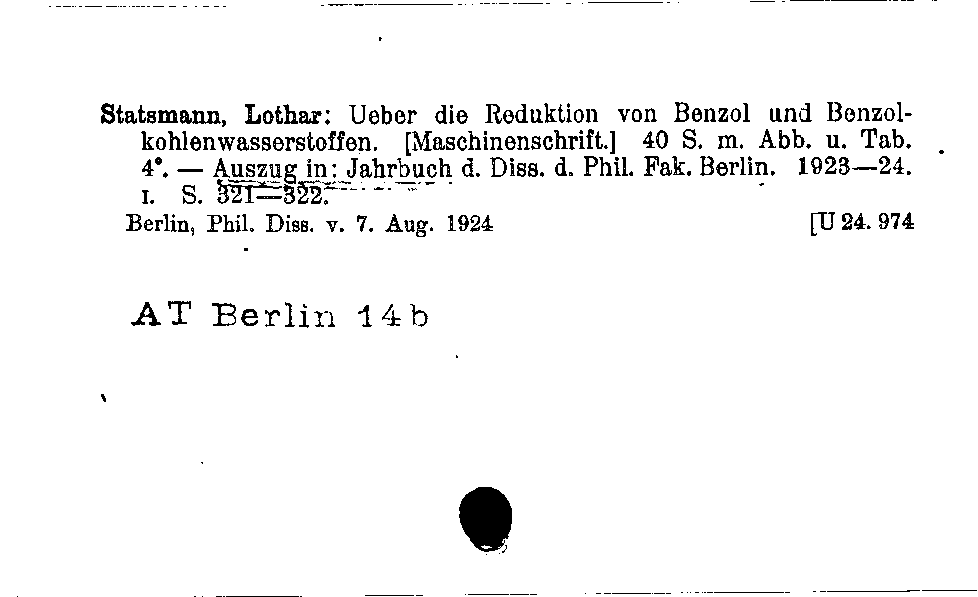 [Katalogkarte Dissertationenkatalog bis 1980]