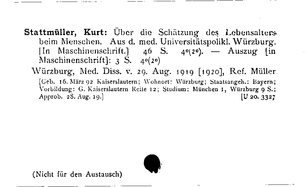 [Katalogkarte Dissertationenkatalog bis 1980]