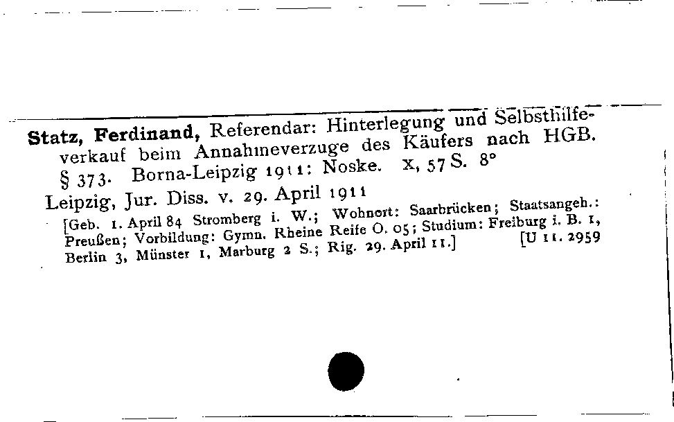 [Katalogkarte Dissertationenkatalog bis 1980]