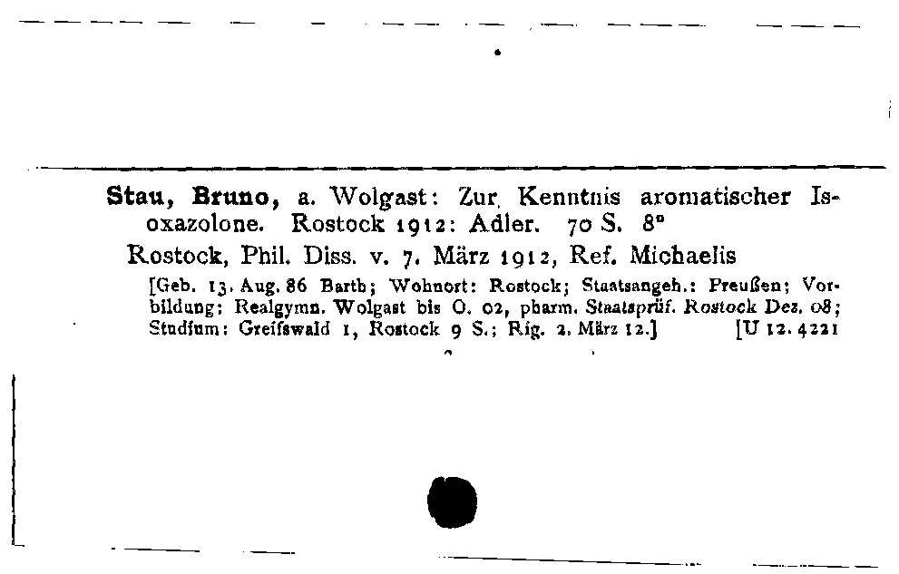 [Katalogkarte Dissertationenkatalog bis 1980]