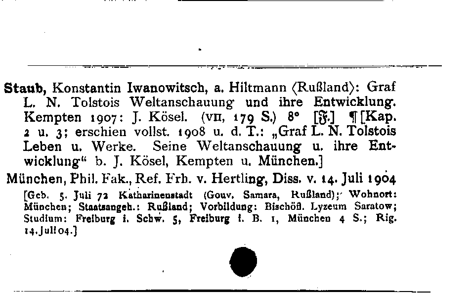 [Katalogkarte Dissertationenkatalog bis 1980]