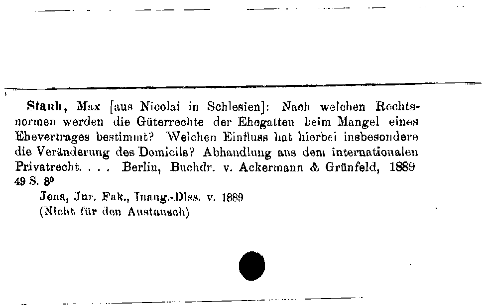 [Katalogkarte Dissertationenkatalog bis 1980]