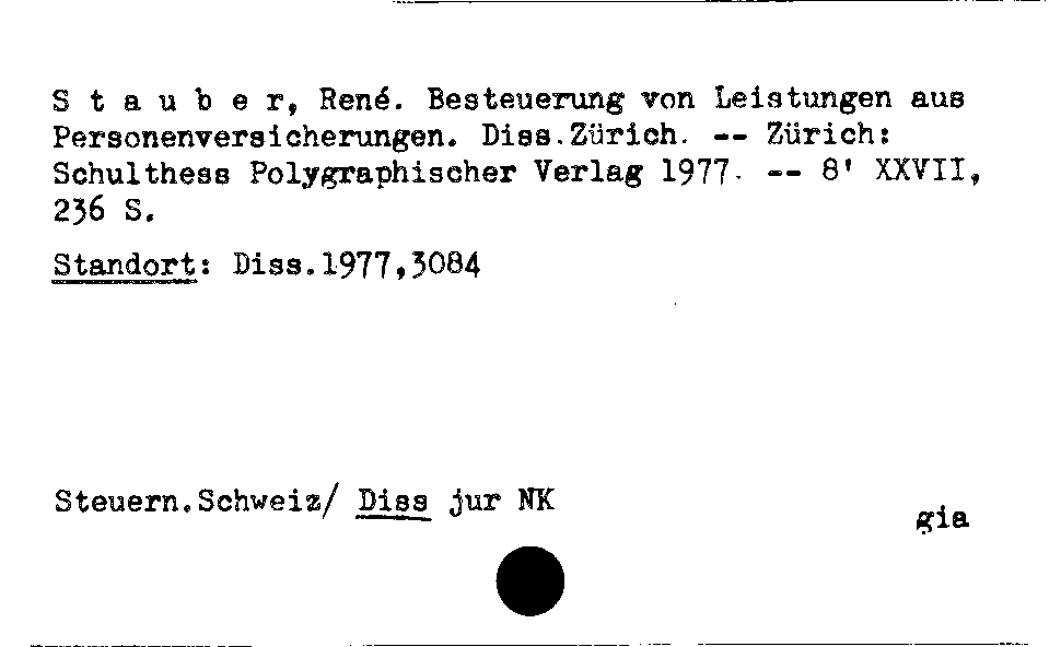 [Katalogkarte Dissertationenkatalog bis 1980]