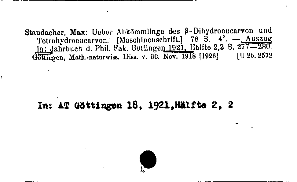 [Katalogkarte Dissertationenkatalog bis 1980]