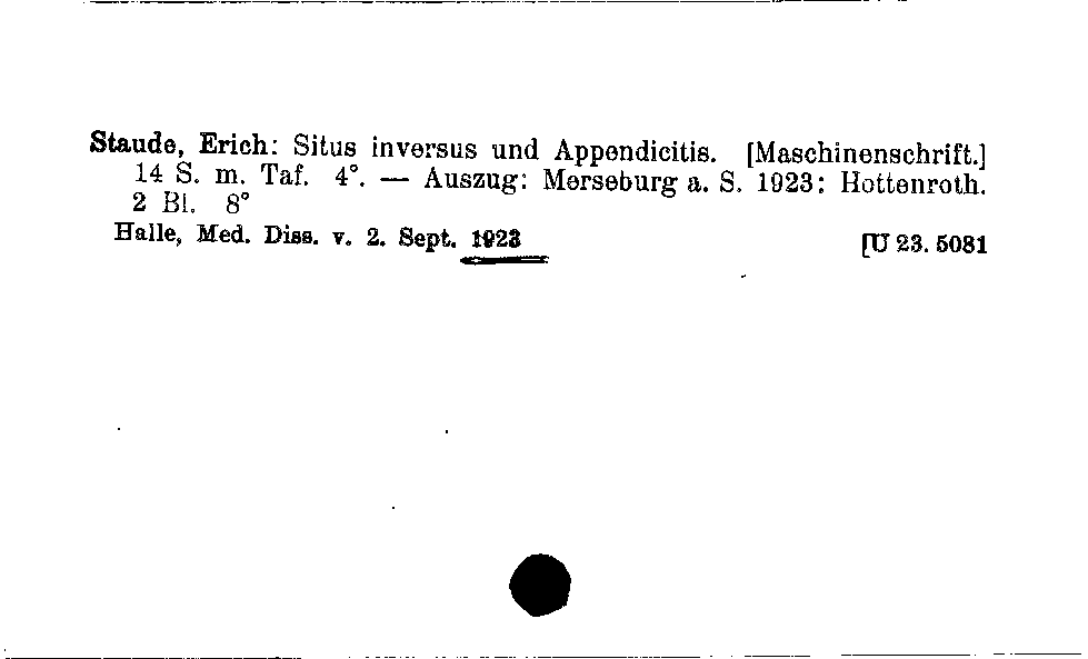 [Katalogkarte Dissertationenkatalog bis 1980]