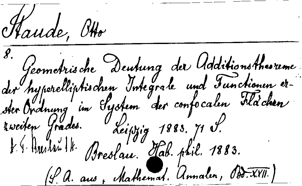 [Katalogkarte Dissertationenkatalog bis 1980]