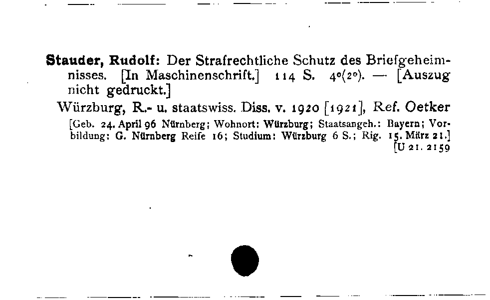 [Katalogkarte Dissertationenkatalog bis 1980]