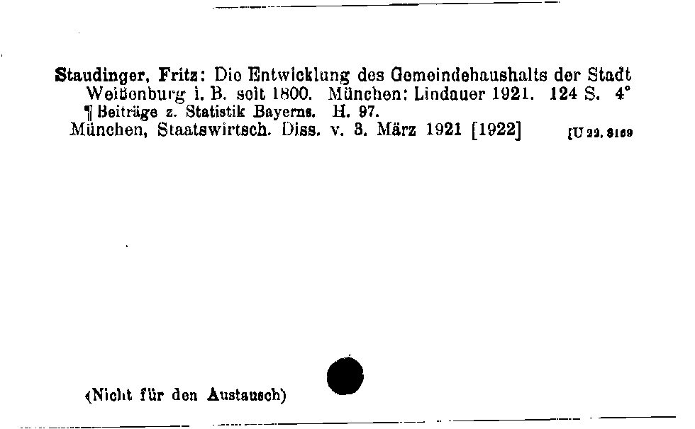 [Katalogkarte Dissertationenkatalog bis 1980]