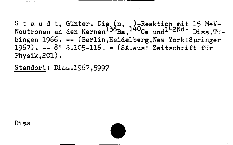 [Katalogkarte Dissertationenkatalog bis 1980]