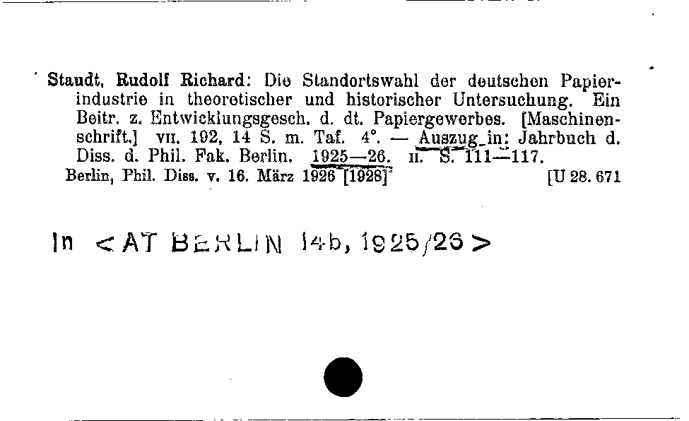 [Katalogkarte Dissertationenkatalog bis 1980]