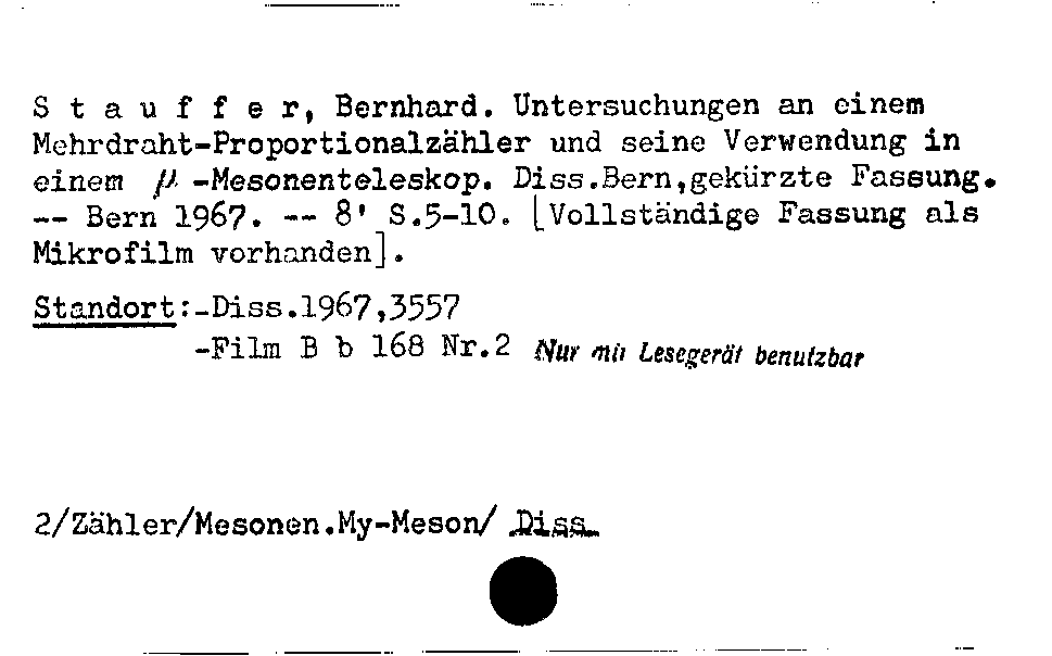 [Katalogkarte Dissertationenkatalog bis 1980]