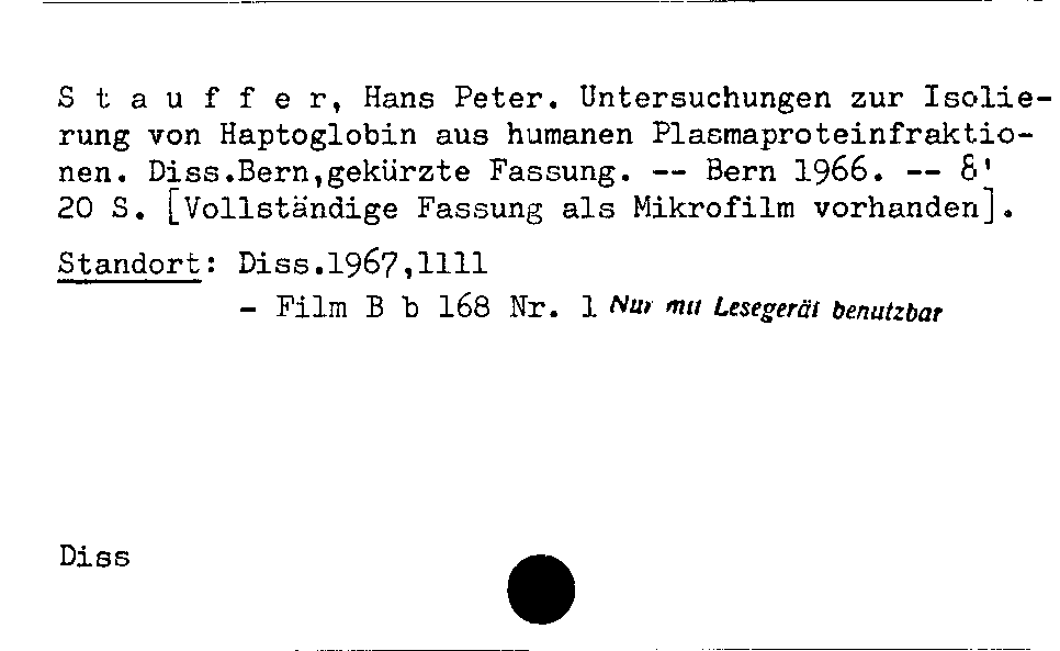 [Katalogkarte Dissertationenkatalog bis 1980]