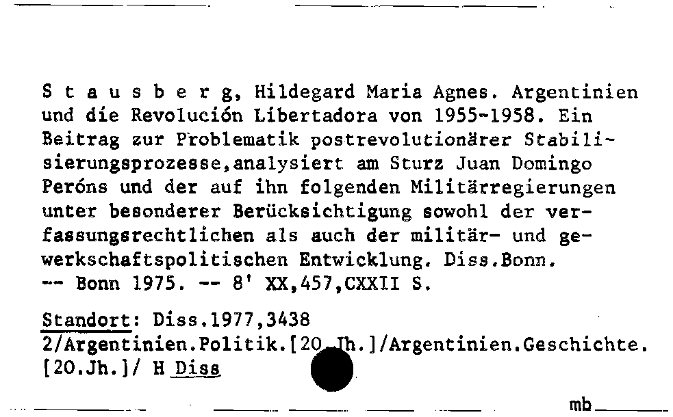 [Katalogkarte Dissertationenkatalog bis 1980]