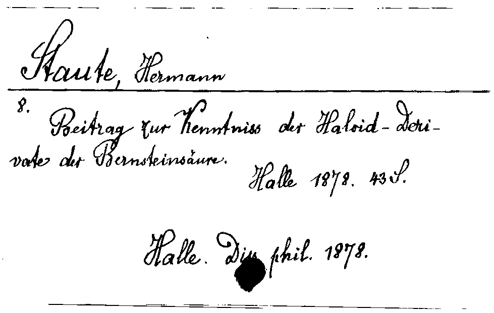 [Katalogkarte Dissertationenkatalog bis 1980]