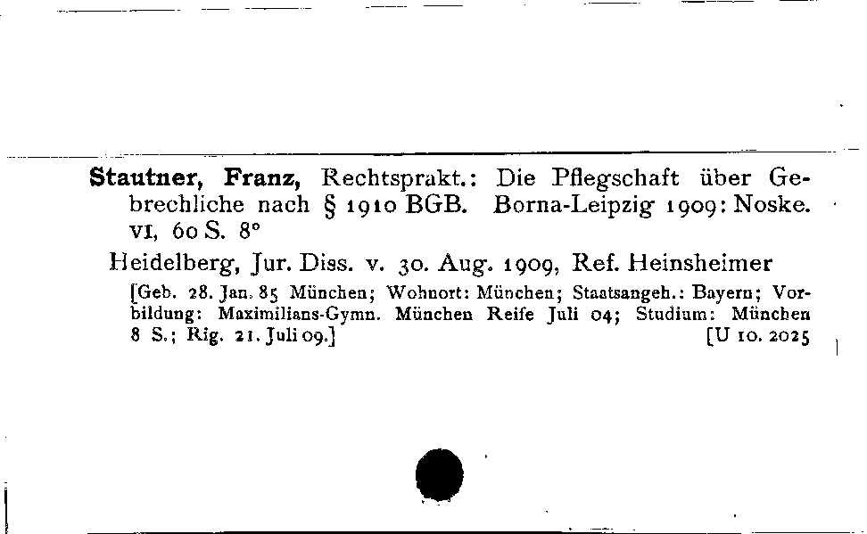 [Katalogkarte Dissertationenkatalog bis 1980]