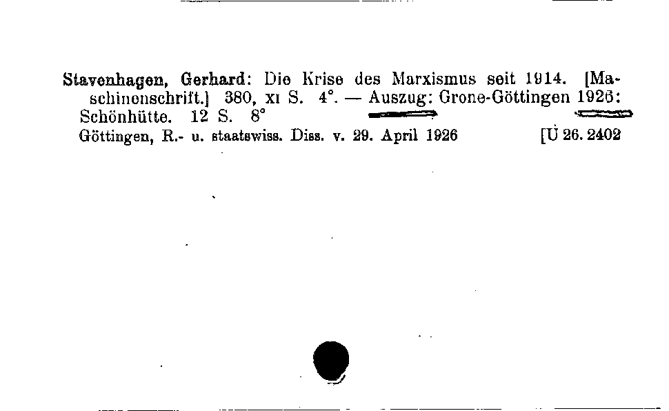 [Katalogkarte Dissertationenkatalog bis 1980]