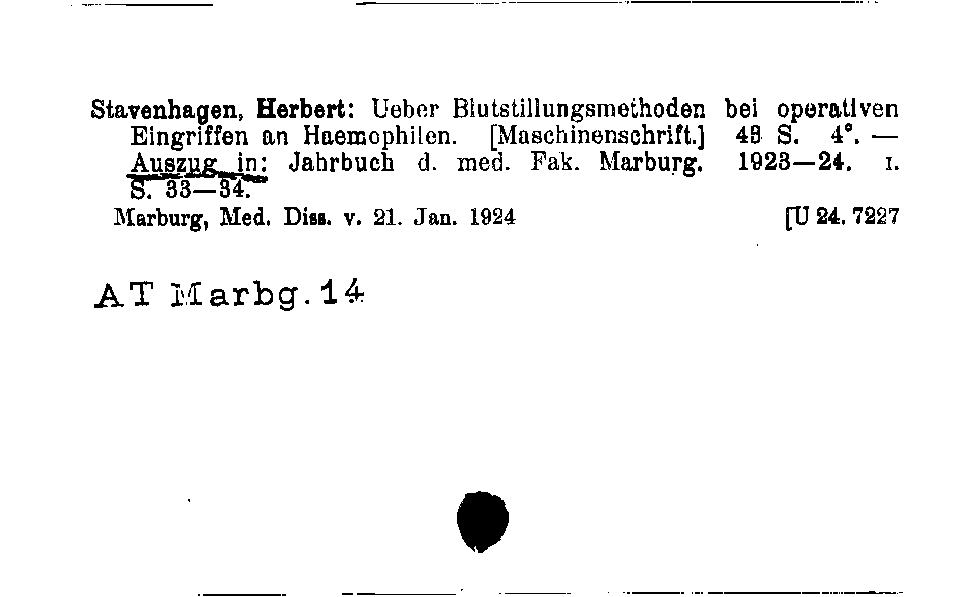 [Katalogkarte Dissertationenkatalog bis 1980]