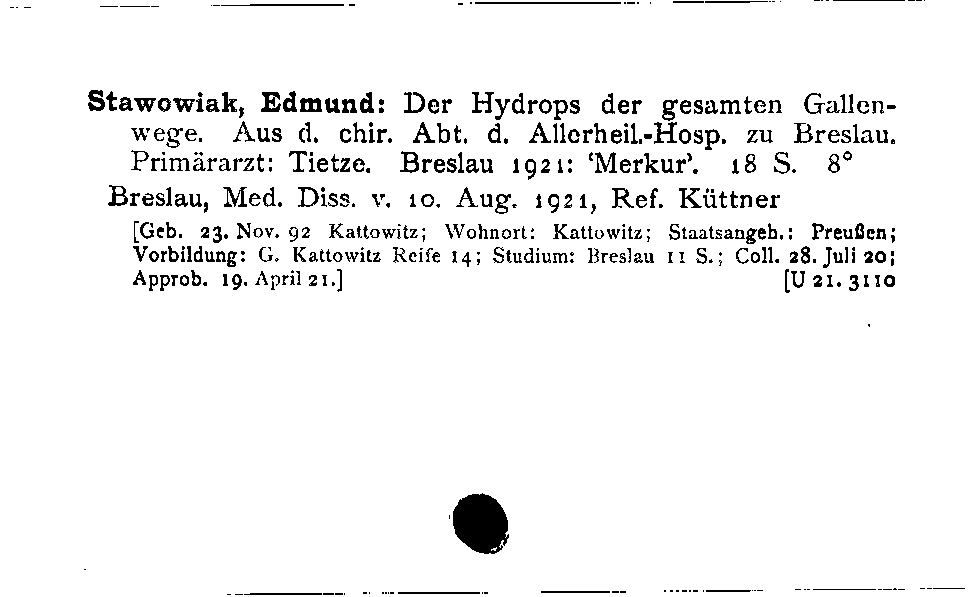 [Katalogkarte Dissertationenkatalog bis 1980]