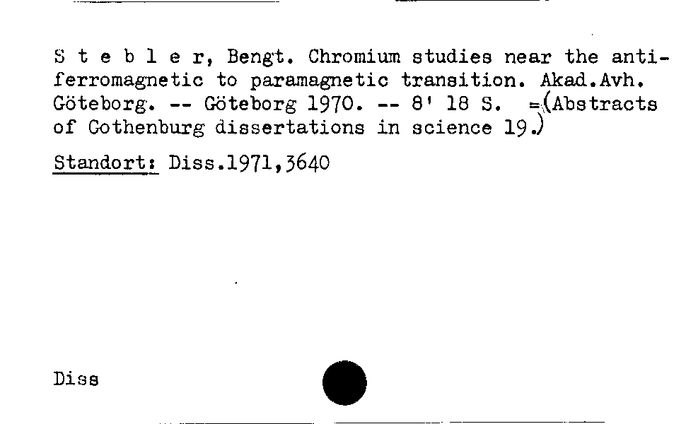 [Katalogkarte Dissertationenkatalog bis 1980]