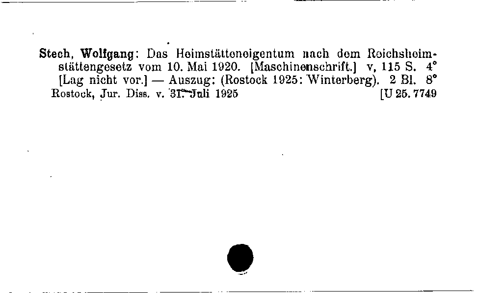 [Katalogkarte Dissertationenkatalog bis 1980]