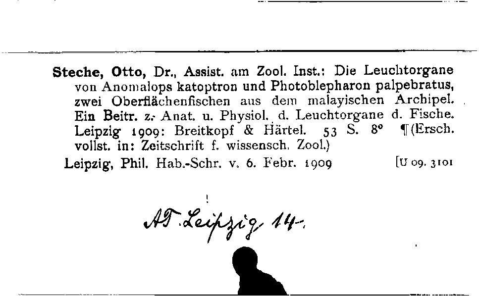 [Katalogkarte Dissertationenkatalog bis 1980]