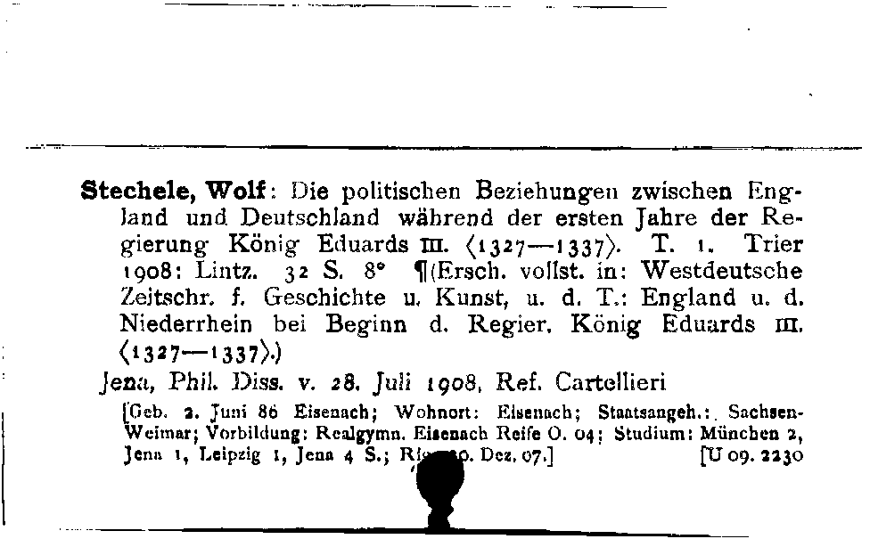 [Katalogkarte Dissertationenkatalog bis 1980]