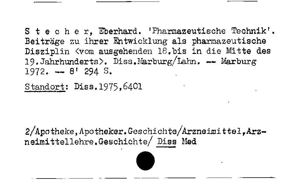 [Katalogkarte Dissertationenkatalog bis 1980]