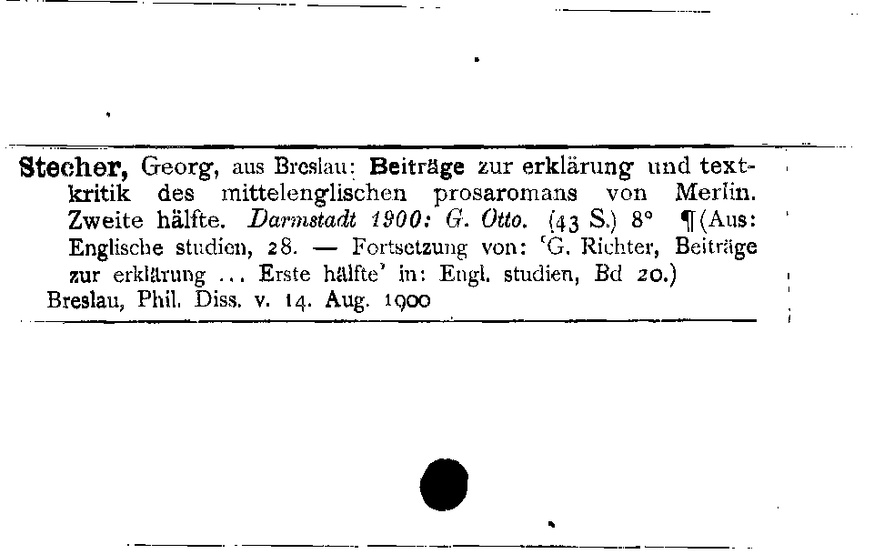 [Katalogkarte Dissertationenkatalog bis 1980]