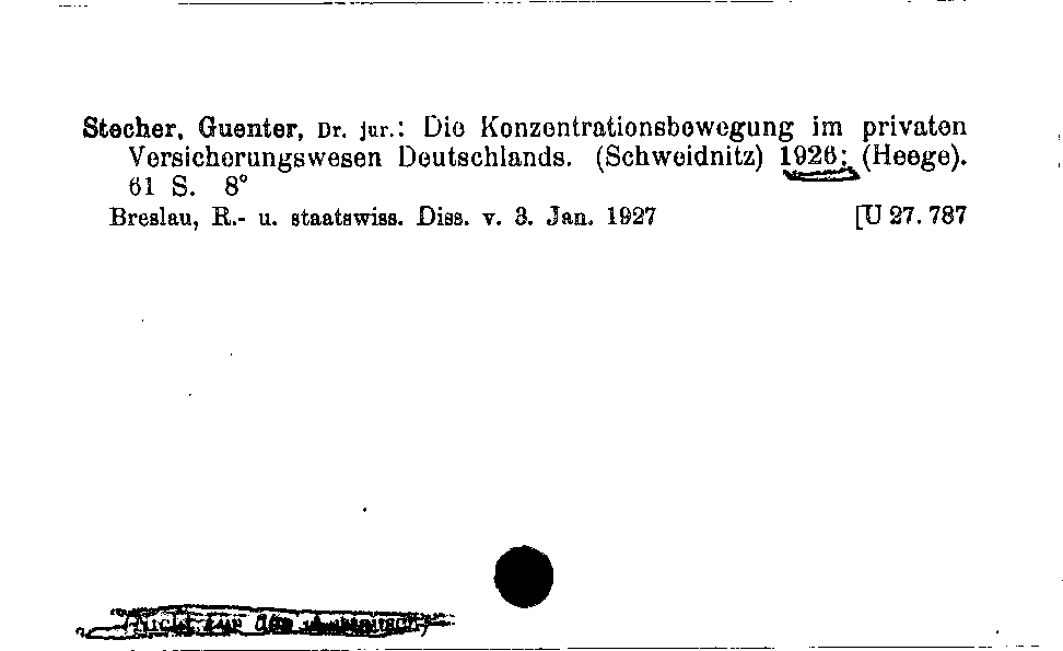 [Katalogkarte Dissertationenkatalog bis 1980]