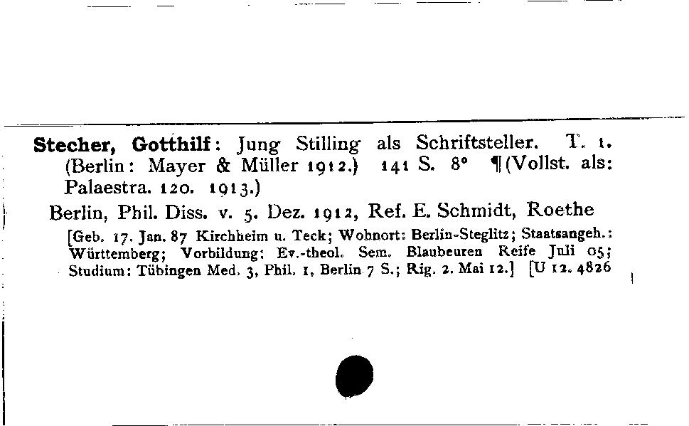 [Katalogkarte Dissertationenkatalog bis 1980]