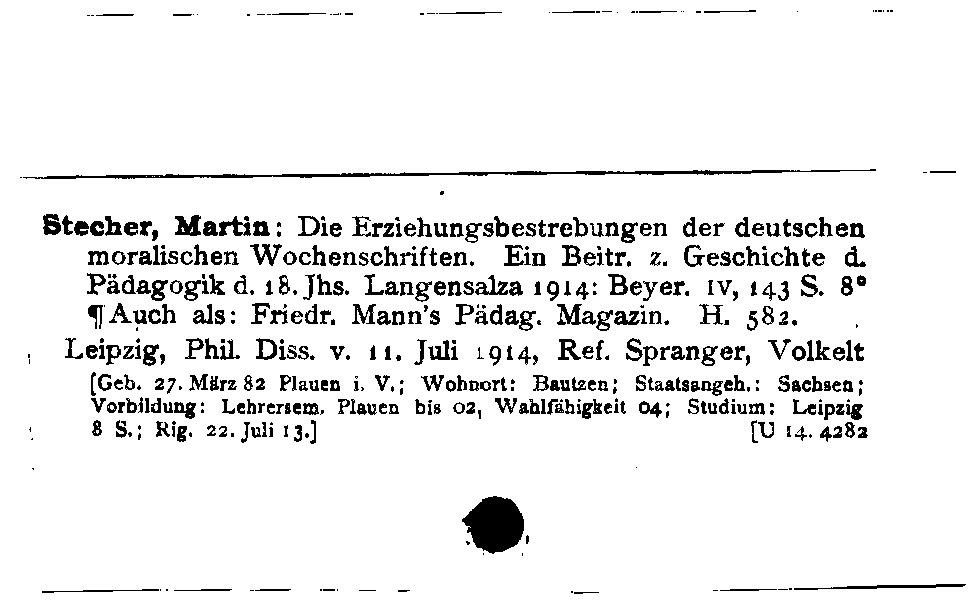 [Katalogkarte Dissertationenkatalog bis 1980]