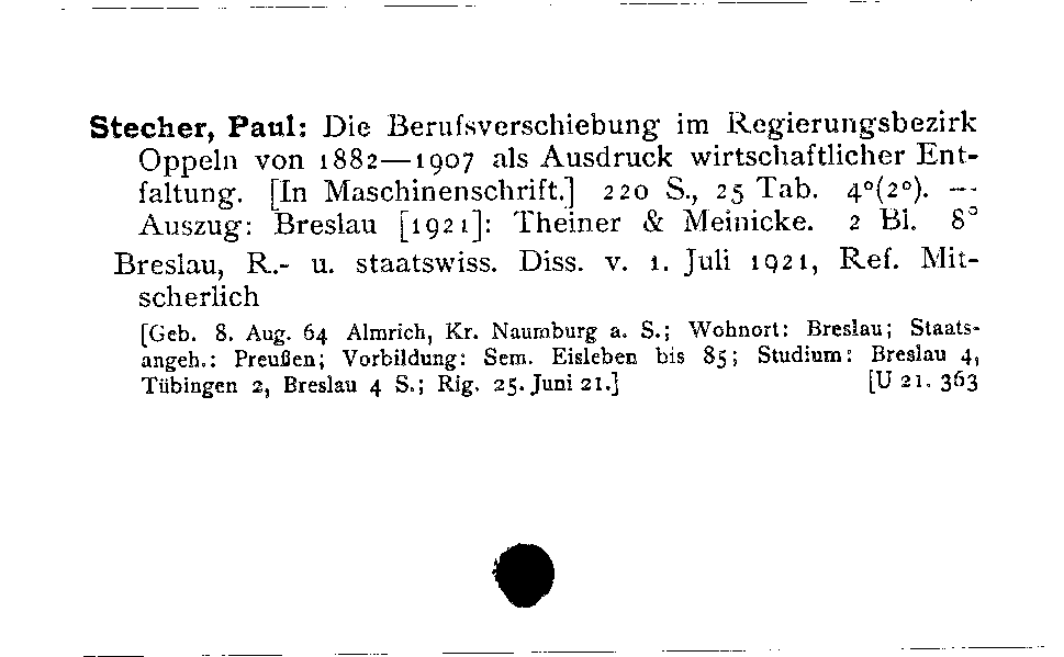 [Katalogkarte Dissertationenkatalog bis 1980]