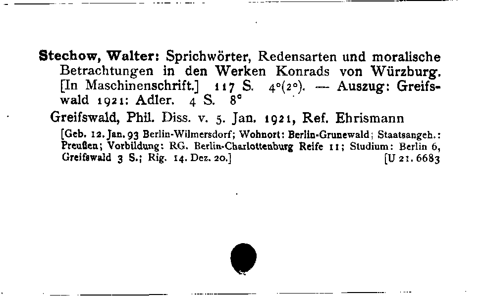 [Katalogkarte Dissertationenkatalog bis 1980]