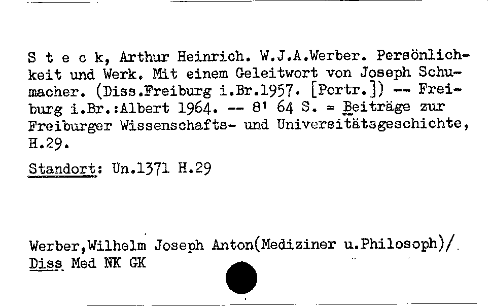 [Katalogkarte Dissertationenkatalog bis 1980]