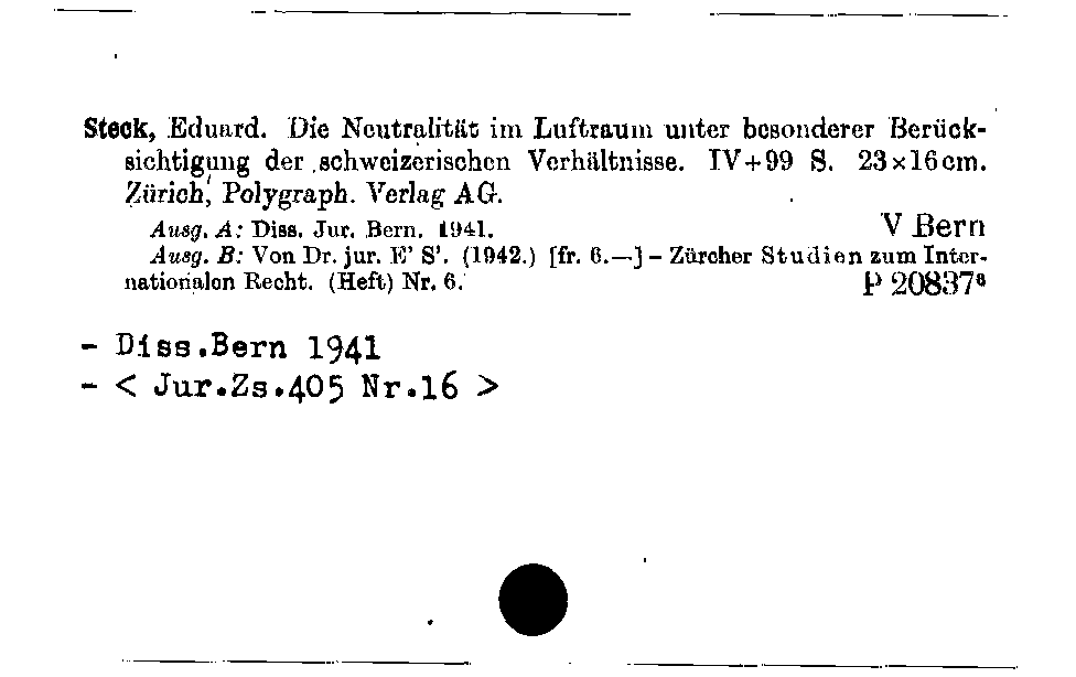[Katalogkarte Dissertationenkatalog bis 1980]